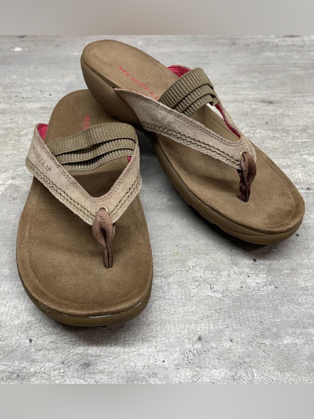 Merrell Kangaroo Thong Sandals Womens 7‎ Brown Pink Excellent Sporty Comfort
